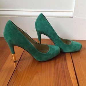Seychelles teal green gold pumps heels SIZE 8